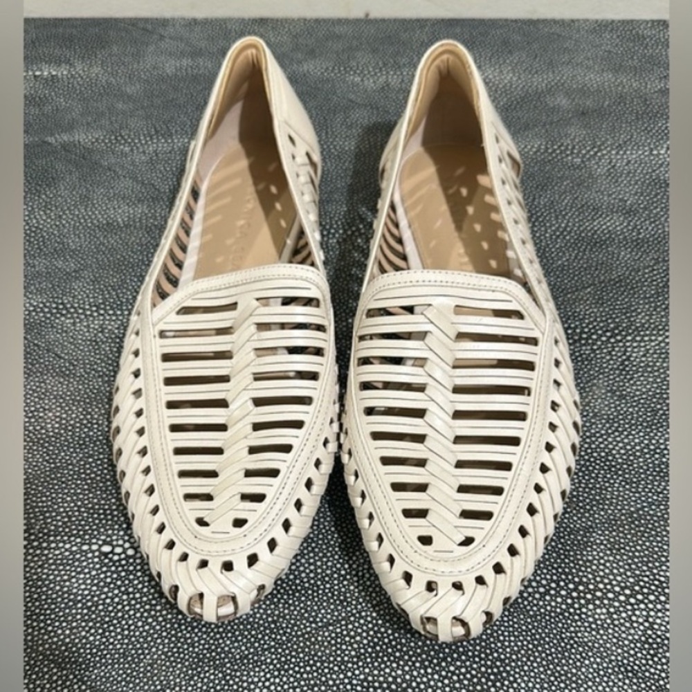 Veronica Beard Cream Huarache-Style Flats Loafers 7